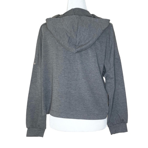 New Splendid Medium Gray Glitter Zip Up Hooded Jacket US M - Picture 3 of 7